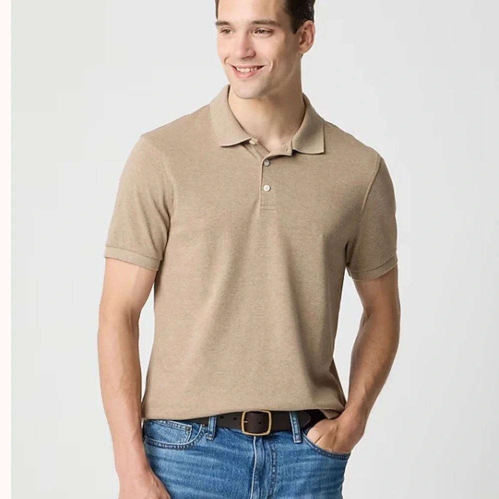 J crew Soft-touch polo shirt heather dark flax